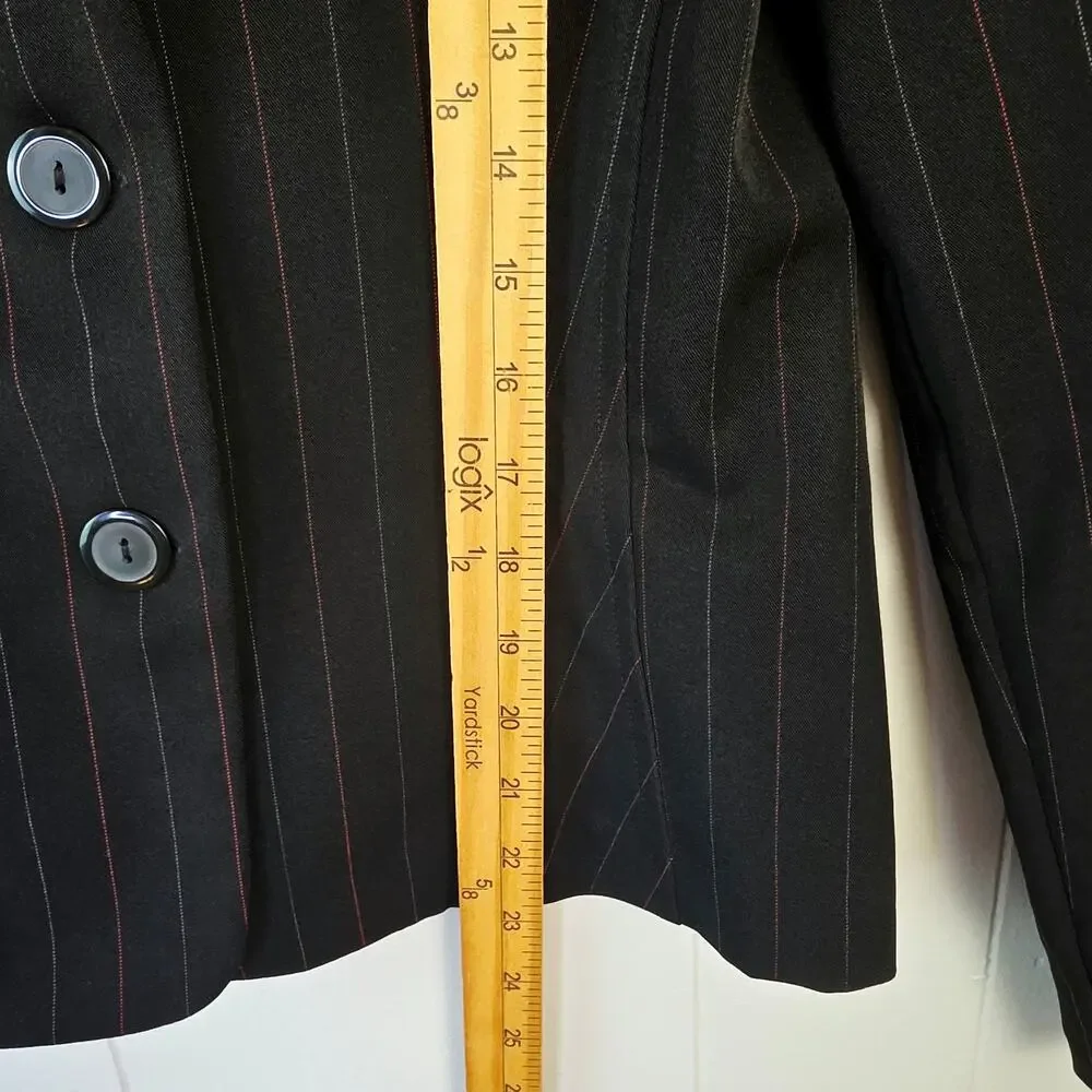 Vintage My Michelle Pant Suit Size 5/6 Black Red Pinstripe Y2K Office 2000s